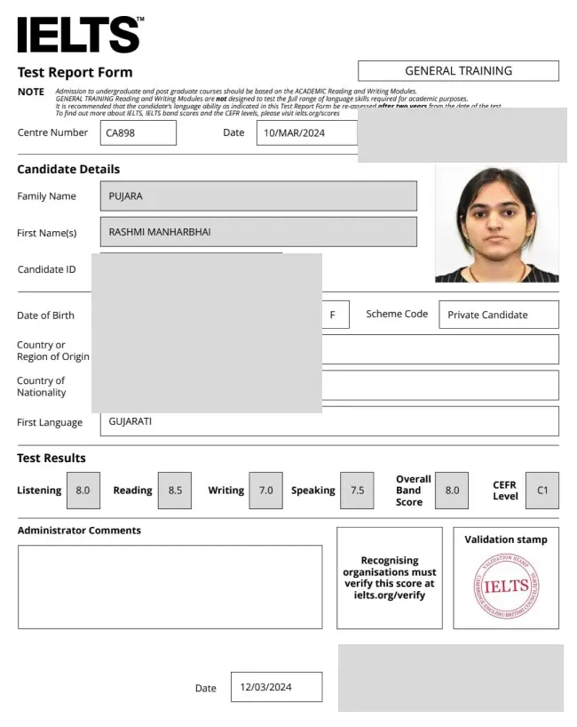 IELTS Result 1